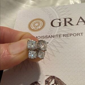 Elegant Silver Moissanite Stud Earrings